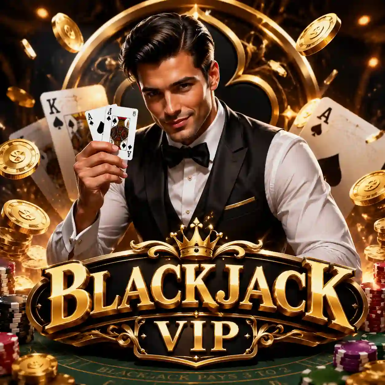 Mesa de blackjack ao vivo com cartas dispostas em feltro escuro