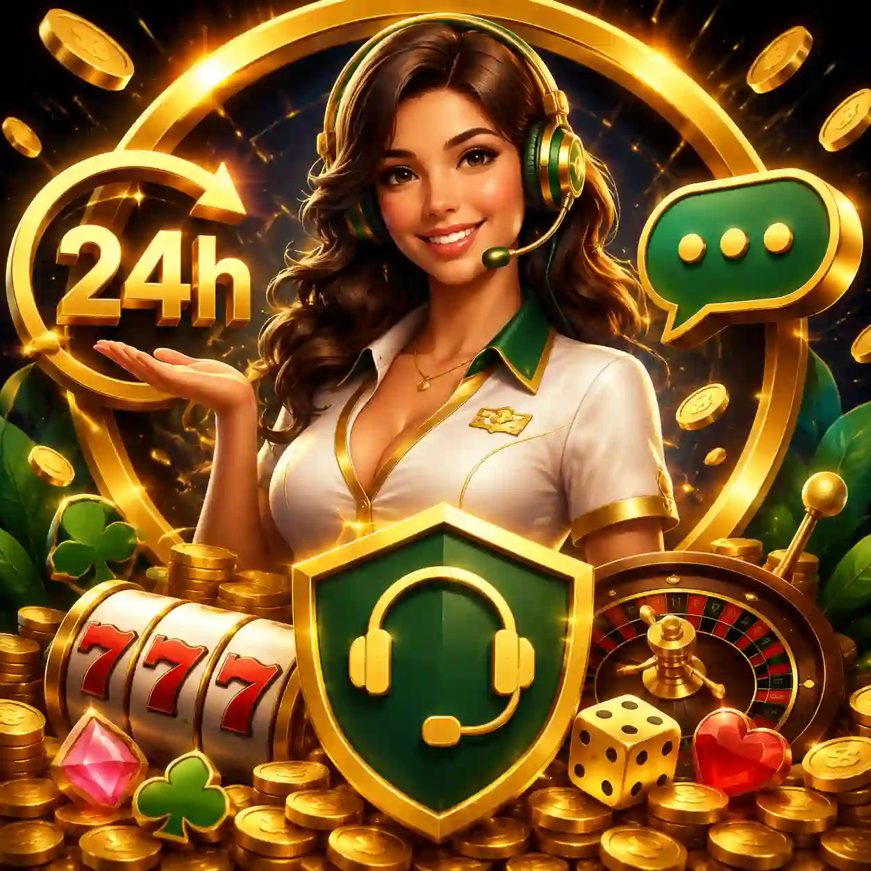 Painel de canais de contato em estilo dourado sobre fundo escuro