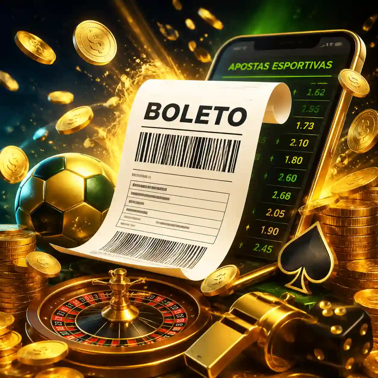 Ícone de boleto bancário em estilo dourado